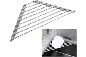 Lunaanda Triangle Roll-Up Dish Drying Rack,Foldable Stainless Steel Dish Rack Over The Sink Dish Drying Rack Foldable Dish Drainer For Kitchen Drainer,Organizer,Space-Saving
