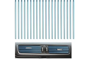 WISESURF 20 Pcs Blue Car Vent Outlet Trim, DIY Universal PVC Straight Interior Decoration Trim Strips Chrome Air Conditioner Decoration Strip, Air Vent Trim Moulding Accessories for Straight Air Vent Outlet