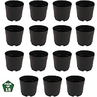 Leafy Tales Plastic Pots, Black 4 inch Size 15 Piece