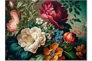 Mafenr Art Diamond Painting Fleurs, Fleurs Diamond Painting Adulte, Peinture Diamant Adulte pour Cadeaux et Décoration 30x40cm