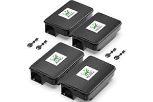 Mice&Co 4X Profi Rattenfalle – Effektive Köderbox gegen Ratten & Mäuse mit Schlüssel & Warnaufklebern – Rattenköderstation Sicher für Kinder & Haustiere – Lieferung Ohne Rattengift