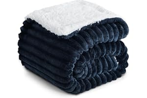 RUIKASI Manta Polar 150x200 Invierno - Cama, Cubresofá Sherpa Suave 2 Personas Cálida, Azul
