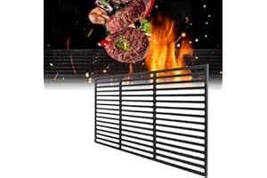 TRMLBE Grille en Fonte Émaillée 60 x 40 cm Grille de Barbecue Rectangulaire en Fonte Équipement de Haute Qualité pour Barbecue Grill à Gaz, Noir
