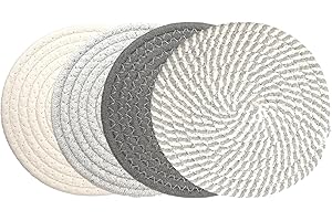 MytaYt 4 Stück 18 * 18cm Runde Geflochtene Untersetzer Topf 4 Farben Hitzebeständig Topfuntersetzer Set Untersetzer rutschfeste Topf Untersetzer Set für Esszimmer, Büro, Küche, Hotel