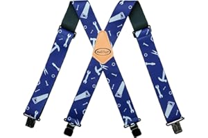 MELO WORK GEAR MELOTOUGH Bretelles réglables et élastiques en forme de X avec clips très solides pour homme 60 cm de large – Très résistantes