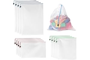 XiangSKY 12 Pcs Mesh Bags - Eco-Friendly Toy & Grocery Storage with 3 Sizes for Fruits, Vegetables, Toys