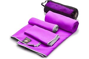 OlimpiaFit Lot de 3 Serviettes en Microfibre – Idéales pour la Gym, Les Voyages, Le Camping, la Plage, Les Sports en Plein air, la Natation – Séchage Rapide et Rapide · Absorbantes · Trousse de
