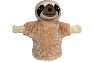 EcoBuddiez Hand Puppet - Sloth from Deluxebase. Plush Puppets made from Recycled Plastic Bottles. Eco-Friendly Animal Toy for Pretend Play, Kids Gifts and Party Favours.