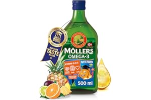 MÖLLER'S Moller’s ® | Olio di fegato di merluzzo Omega 3 | Integratori alimentari con EPA, DHA, vitamine A, D ed E | Superior Taste Award | Marchio esistente da 166 anni | Tutti Frutti | 500 ml