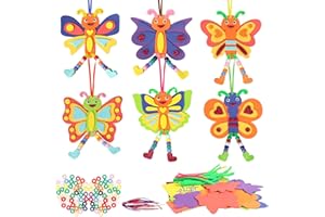 LAMEK 12 Pack Butterfly Craft for Kids Make Your Own Butterfly Foam Stickers with Beads DIY Arts and Crafts for Kids Boys Girls Party Favor Spring Summer Decoration Birthday Gifts