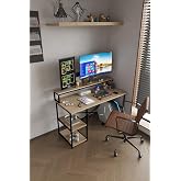 miyuhome Bilgisayar Masası Oyuncu Masası &Ccedil;alışma Masası 2 Raflı Metal &Ccedil;alışma Masası Safir meşe