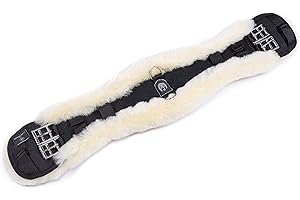 CHRIST Sangle de Selle en Fourrure de Mouton KONTURGURT de Werner Sangle de Dressage Anatomique, Sangle en Fourrure véritable, Naturel, Brun et Anthracite, 45-95 cm