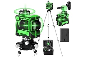 Livella Laser Autolivellante 12 Linee, Geevorks 3 X 360 °Livello Laser Autolivellante Verde, 1 x Batterie, Autolivellante, Supporto rotante, Telecomando, Base Magnetica
