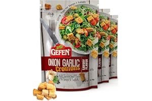 Gefen Savoury Onion Garlic Caesar Croutons 148g (Pack of 3) | Dairy Free, Perfect for Soups, Salads, Casseroles, and Your Frying Needs, Certified Kosher