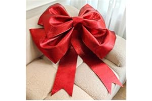 Egurs Kokarda duża czerwona kokardka, ręcznie robiona kokardka, ogromna kokarda do samochodu, na Walentynki, Boże Narodzenie, jako dekoracja ślubna, na urodziny, imprezę, brokatowa, różowa, 75 cm