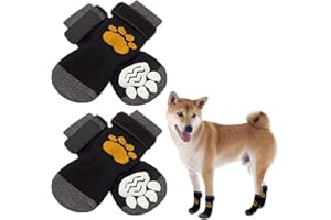 HAO ZHU 2 Pairs Dog Socks Paws Stop Licking,Protection for Injured Paws, Pet Grip Boots With Adjustable Strap for Indoor Outdoor Hardwood Floor Walking (M)