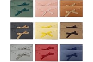 JustYit 18 Piece Coloured Envelopes Gift Card Envelopes Retro Envelopes with Ribbons Mini Colorful Envelopes Ribbon Bow Envelope for Christmas,Thanksgiving,Invitations,Wedding,Birthday Party Supplies