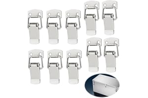 RIYBYDS Set de 10 Fermetures à Levier 47mm avec 40 Vis, Loquets à Bascule en Métal Nickelé pour Sécurisation de Fenêtres, Meubles, Tiroirs, Armoires et Boîtes à Outils - Résistant à la Corrosion et Facile à I