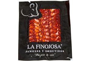 LA FINOJOSA "MANJARES DE PURA RAZA" La Finojosa - Chorizo Salsiccia de Bellota Iberica Affettato - 3 Confezioni da 100 g - Stagionatura Minima 90 Giorni - Salumi Iberici - Aroma Piacevole e Profondo - Dehesa de Los Pedroches