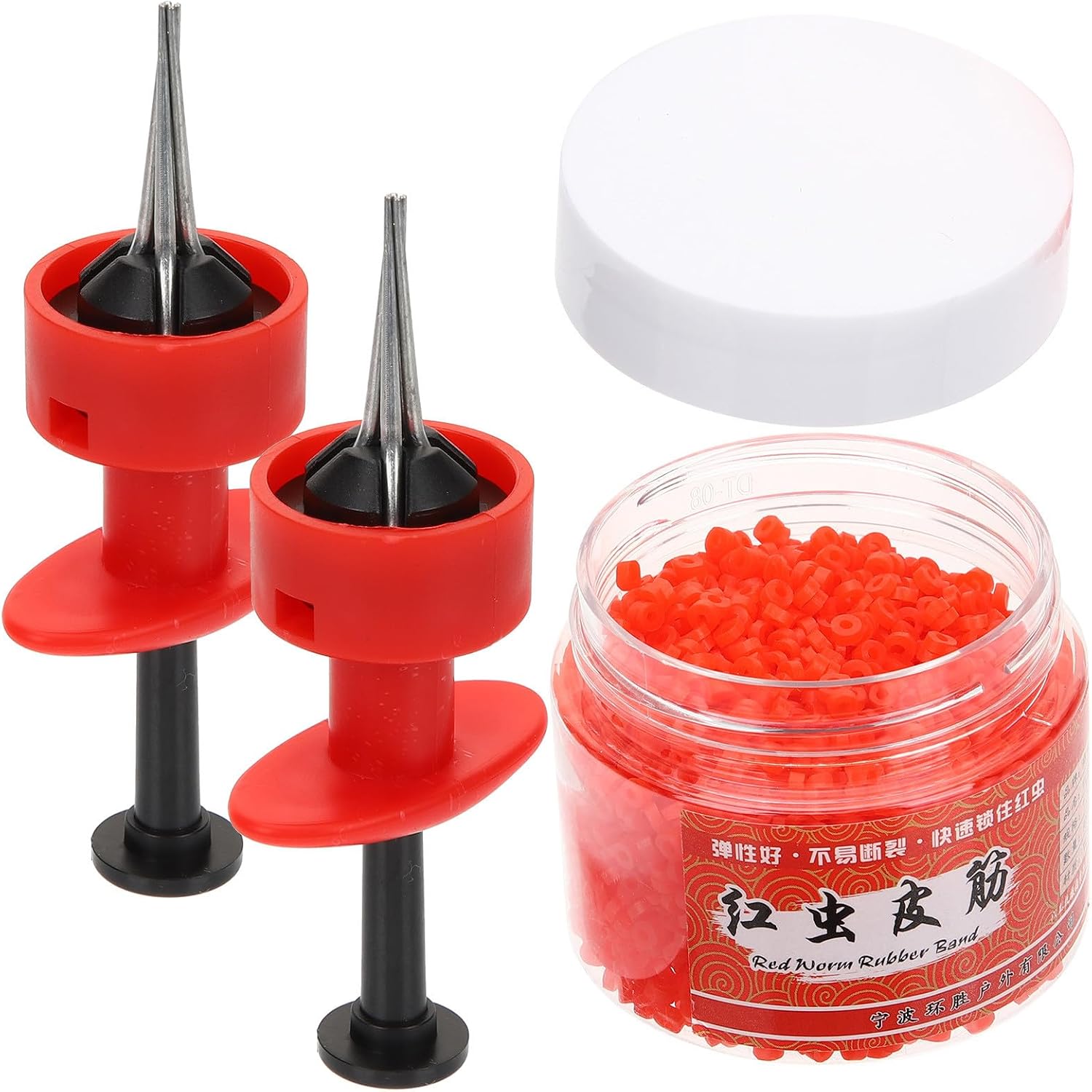 ORFOFE Clip para Lombrices Rojas de Pesca Juego Multifuncional 2 Clips Plásticos Resistentes y 1 Tira Elástica 15X3 CM 3000 Unidades Equipo Práctico para Aficionados Pesca