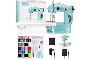 Magicfly Mini Macchina da Cucire per Principianti, Macchina da Cucire Portatile a Doppia velocità con Scaffale di Espansione,