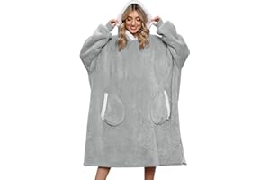 Tuopuda Damska bluza z kapturem, koc, ponadwymiarowe, poręczna bluza z kapturem Sherpa z kieszeniami, ultra miękka, ciepła bluza z kapturem, jeden rozmiar dla wszystkich