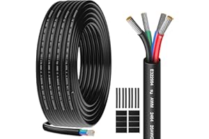 HULUWA Cable Eléctrico 20 AWG 4 x 0,52 mm² UL2464-10 Metros, 4 Conductores de Cobre Estaño, 300V, Ideal para Iluminación LED Auto, Casa y Aplicaciones Exteriores
