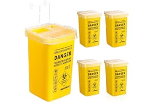 Gatuida 5 Stück Kanülenabwurfbehälter, 1 Liter/1000ml Spritzenabwurfbehälter mit Deckel, Sharps Container für Kanülenbox Entsorgungsbox Kanülensammelbox, Kanülensammler für Medizinische & Tattoo