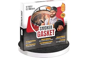 Smoker Chef Smoker Gasket – 0.6’’ Wide 0.2’’ Thick High Temp Seal Grill Gasket – 17 FT Long Self Stick Black Nomex Tape Gaskets for Smokers and BBQ Lid – Heat Seal Material Replacement