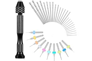 YOLEV 37 Stück Handbohrer Set Mini Bohrmaschine Pin Vise mit 25 Spiralbohrer (0,5–3,0 mm) und 10 PCB Mini-Bohrer (0,3–1,2 mm) Präzisions Mikro für Metall Holz Schmuck Modellbau und Heimwerkerbohrungen