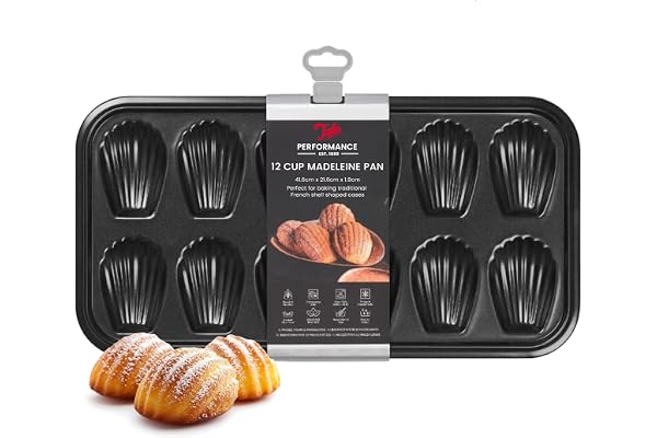 Tala Performance 12 kopp Madeleine skal tårtpanna, professionell mätare kolstål med Eclipse premium non-stick beläggning, kakburk