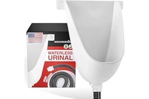 Stock Your Home Waterless Urinal for Men (White), Plastic Urinals for Men's Garage, Shed, or Backyard, Wall Mount Urine Diverter and Outdoor Camper Urinals, Portable Urinal for Men, Waterless Toilet