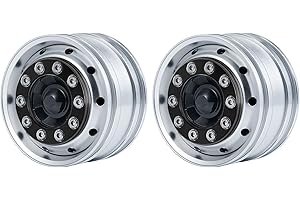 AXspeed Metall Vorderseite Felgen, 2 Stück Hex Radnaben für 1:14 Tamiya Anhänger Traktor Auto Zubehör (Schwarz)