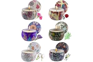 VETOUR Scented Candles Aromatherapy Soy Set Burning Wax Travel Tin Fragrance Relaxing Stress Relief Aroma Home Bath Beautiful Mood Yoga Candles (1. Böhmen 6 Dosen)