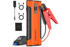 ASPERX 2500A Jump Starter Power Pack(Up to 10L Gas/7.3L Diesel), 21000mAh Car Jump Starter Power Bank with LED Flashlight &18W USB-C,Heavy-Duty Car Battery Booster for 12V Vehicles Pickup SUV Truck RV