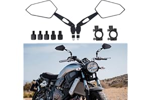 BREDUXSER Universal Motorrad Rückspiegel Spiegel 8 mm 10 mm E-geprüft Rückseitenspiegel Seitenspiegel kompatibel mit MT 07 MT 09 SV 650 GSX-S1000 - Schwarz