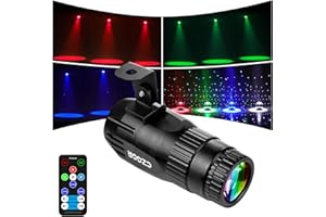 15W LED Pinspot Luz, Czgor Pin spot LED RGBW 4 en 1 Bola de Espejos Proyector con Control Remoto y 3 modelos de iluminación, Foco Pin Spotlight Ultrabrillante para Fiestas, Clubes, Bares, Bodas