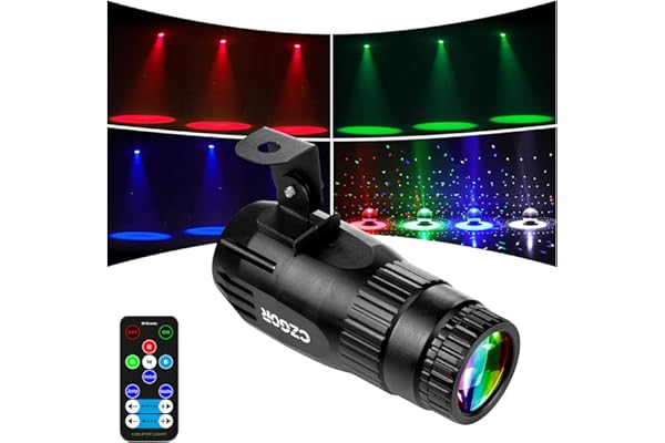 15W Projecteur Boule a Facette, Czgor RGBW 4 en 1 LED Pinspot Projecteur avec Télécommande et 3 Modes d'Éclairage, LED Pin Spot Ultra-Lumineux pour Fêtes, Clubs, Bars et Mariages
