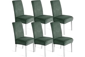 Ystyle Aksamitny Pokrowców na Krzesła 6 Sztuk, Rozciągliwy Przeciwpyłowe Osłona na Krzesła, Pokrowców na Krzesła do Jadalni Salonu na Wesele, Odporne na Zarysowania Można Prać, Jasnozielony