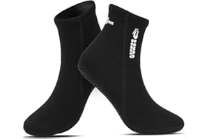 QKURT Chaussettes de plongée en néoprène de 2 mm, Chaussette en Combinaison pour la plongée sous-Marine, la plongée avec Tuba et Le Sport Nautique, Les Chaussettes Anti-Slip pour Hommes