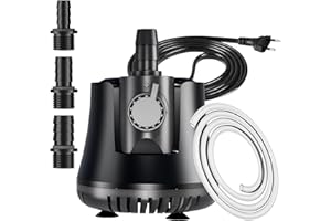 KNIFEL Pompe à Eau Submersible 60W 3500L/H Ultra Silencieuse Aquarium Pompe Mini Pour étang Pompe de Fontaine avec Interrupteur Réglable et câble de 1.8M, 3 Buses pour étangs, Hydroponie et Fontaines