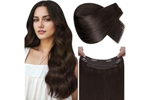 LaaVoo Extension Capelli Veri Filo Invisibile Castano Scuro Extension con Filo Capelli Umani Remy Lisci Extension Filo Invisibile Capelli Veri Professionale 30 cm 80g #2