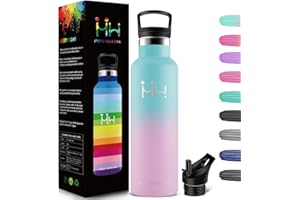 HoneyHolly Botella de Agua, de Acero Inoxidable 500ml, Aislamiento de Vacío de Doble Pared, Botella Termica para Niños, sin bpa, para Gimnasio Bicicleta