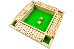 EACHHAHA Shut The Box 4 Joueurs -Jeux de société en Bois Classique-Jeu de dés-Jeu de Rassemblement de la Famille-Jouet de Voyage-Convient à la Formation en logique mathématique pour Enfants