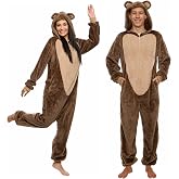 Funziez! Ladies Slim Teddy Bear Animal Pajama   Slim Fit One-piece soft plush novelty costume jumpsuit