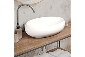 Lavabo in ceramica di design, lavabo per le mani, per il bagno degli ospiti, Waschbecken24 (60x41x15cm, Bianco / A88)