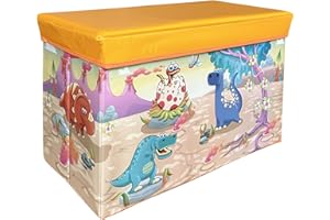 MISHMASH Large Storage Box With Lid – Children/Toddler/Baby Toy Storage Chest – Collapsible Toy Trunk – Multipurpose Storage Unit in 7 Cute Styles (Dinosaur)
