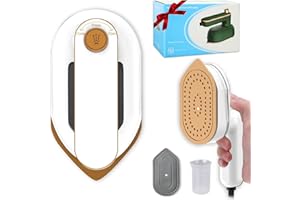 SULIAO Mini Travel Iron, 2 In 1 Portable Foldable 180° Rotatable Handheld Iron with Dry for Clothes, Small Size Plancha De Ropa Heat Press for Home Business Camping, White