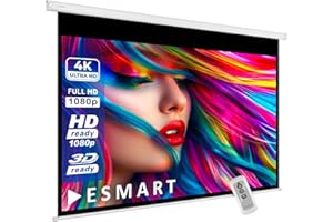 ESMART Economy EXM Écran de Projection Moteur 237 cm Image 200 x 113 cm (90") | Format 16:9 | Télécommande | Home cinéma projecteur électrique Écran de Projection Moteur LCD