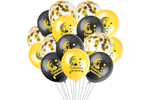 JC.UPIN 15pcs Ramadan Decorations, 12 Inches Helium Balloons Ramadan Decorations for Home,Black Silver Gold Balloons Ramadan Mubarak Gifts for Indoor and Outdoor Party Decorations,Eid Mubarak Balloons